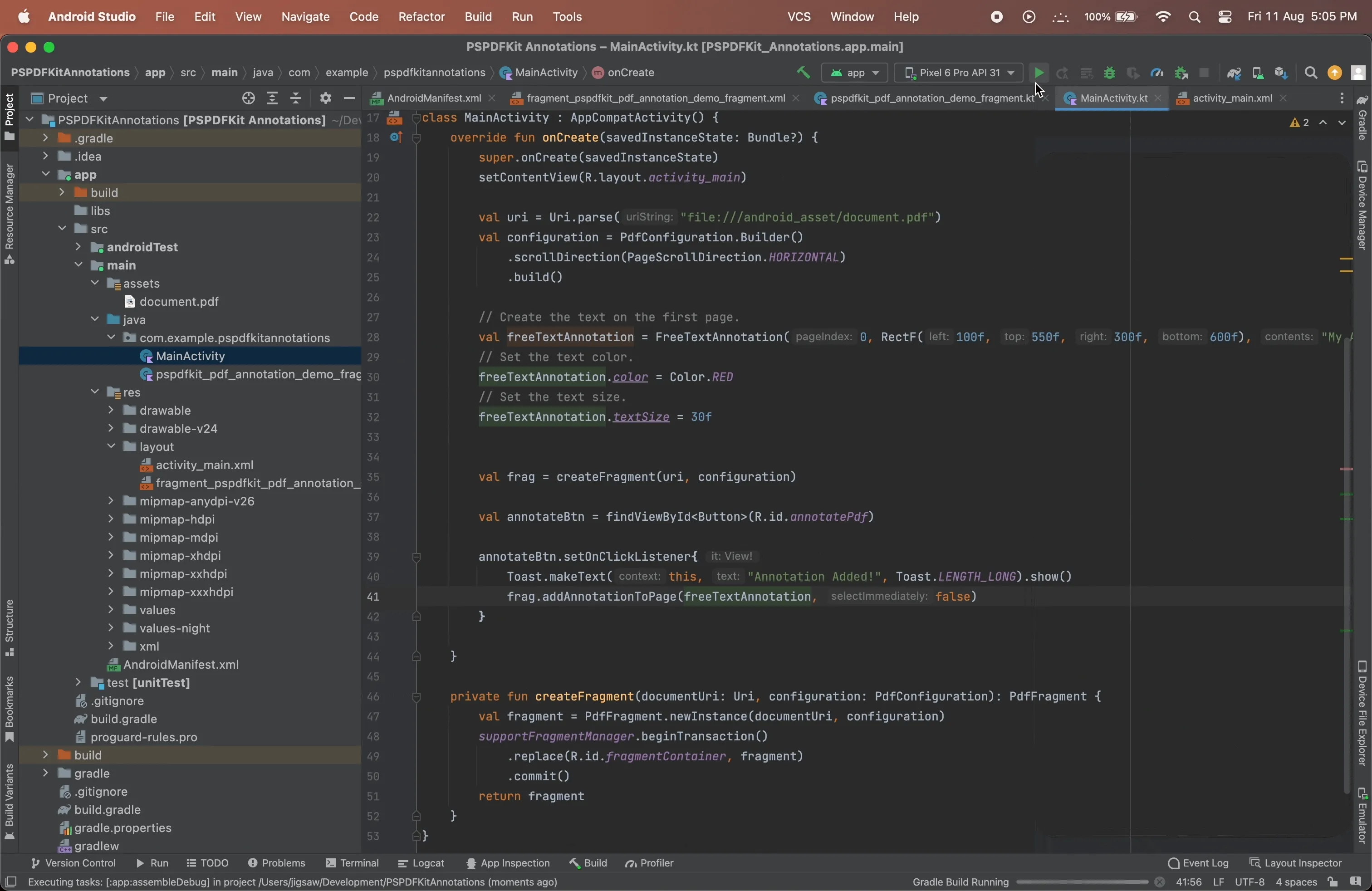 GIF showing the free text annotation in action
