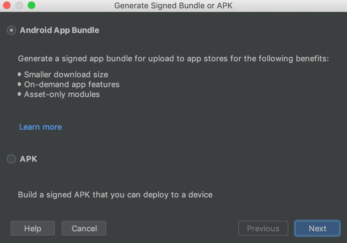 Generate App Bundle in Android Studio