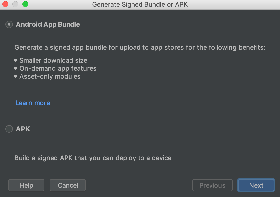 Generate App Bundle in Android Studio