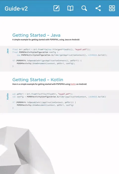 Gif showing how we used chained animations in our toolbar