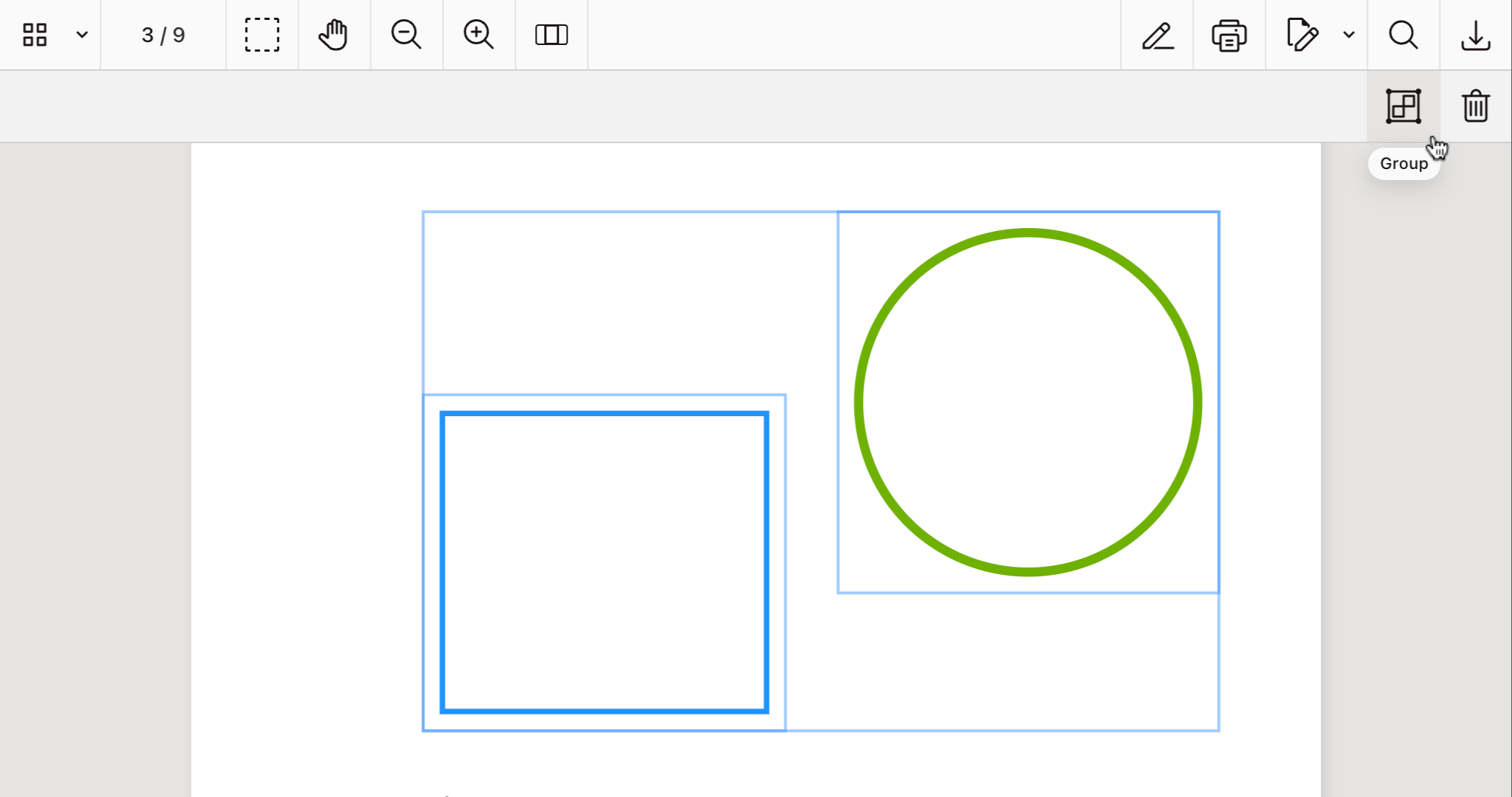 Group multiple annotations toolbar item
