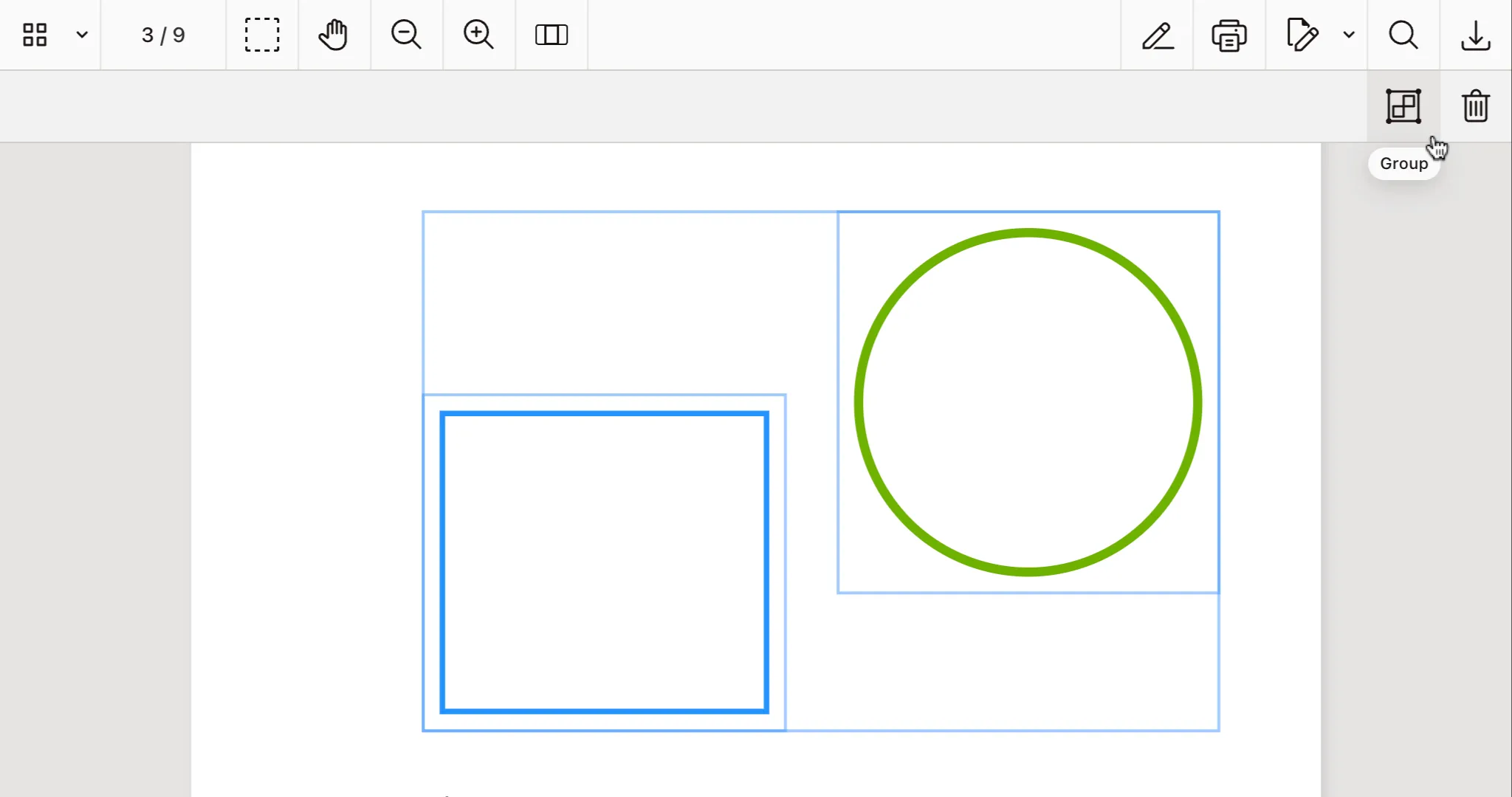 Group multiple annotations toolbar item