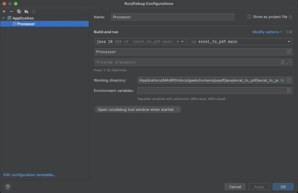 Excel to PDF Java API