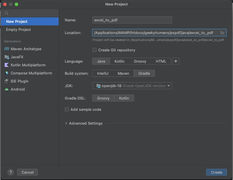 Excel to PDF Java API