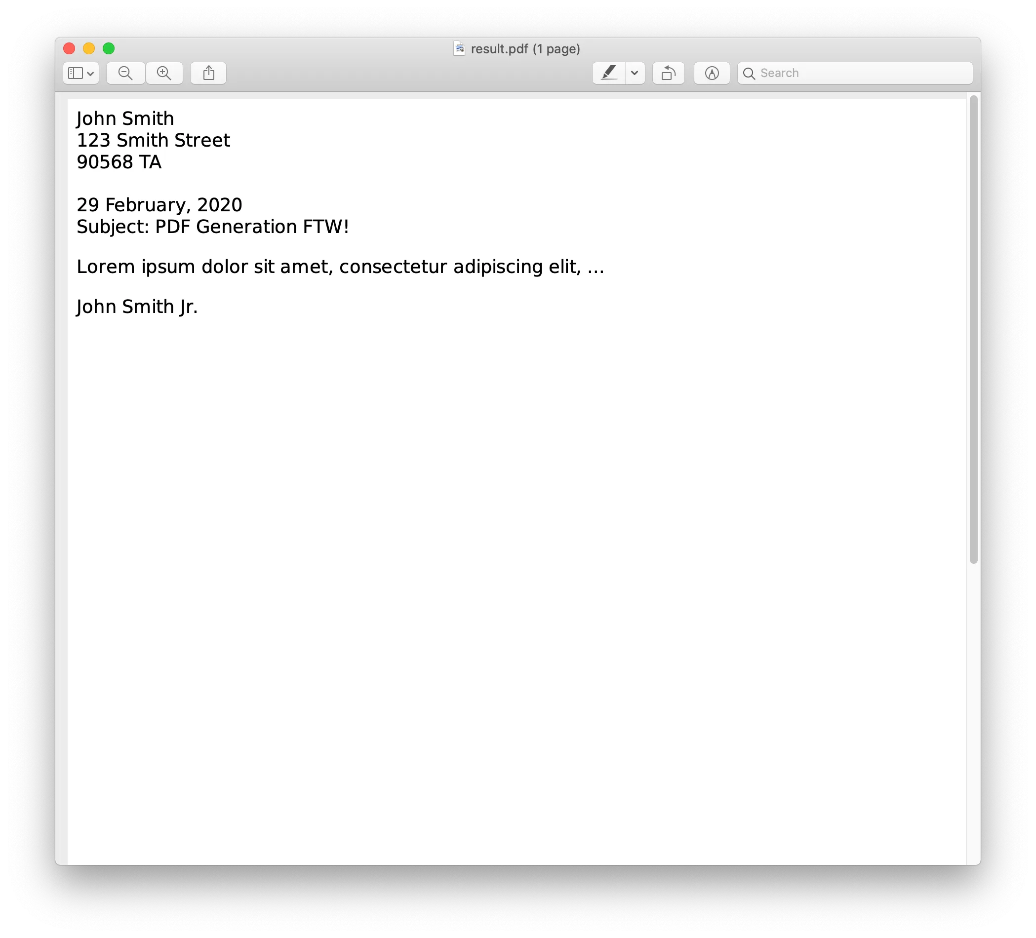 A simple letter example