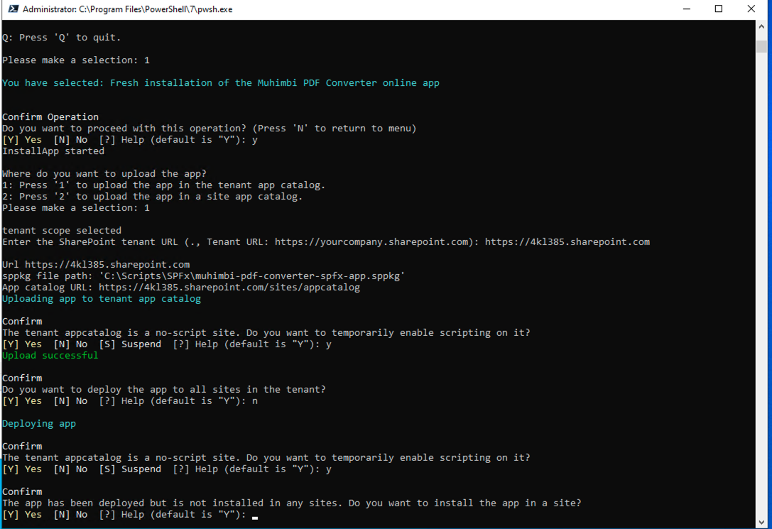 Tenant-wide deployment prompt in the installer