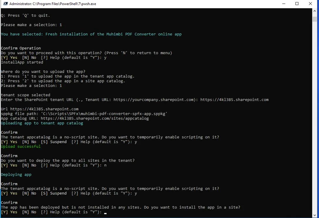 Tenant-wide deployment prompt in the installer