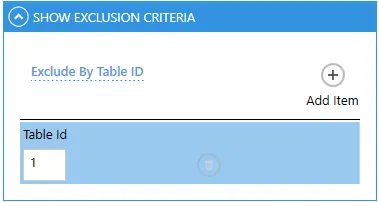 Exclude by Table ID