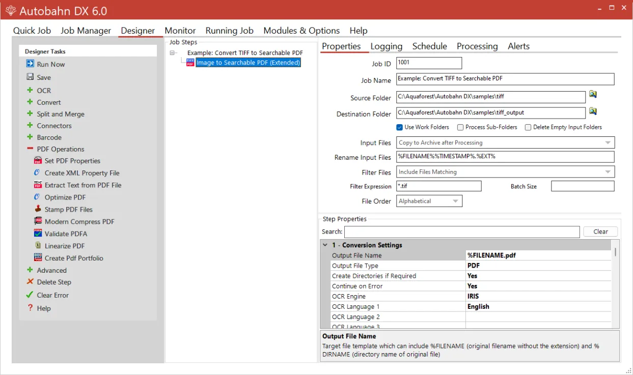 Image to Searchable PDF Properties