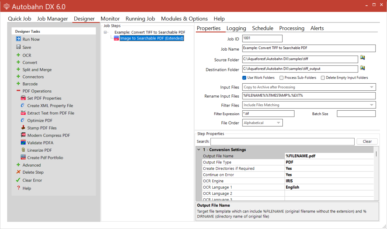 Image to Searchable PDF Properties