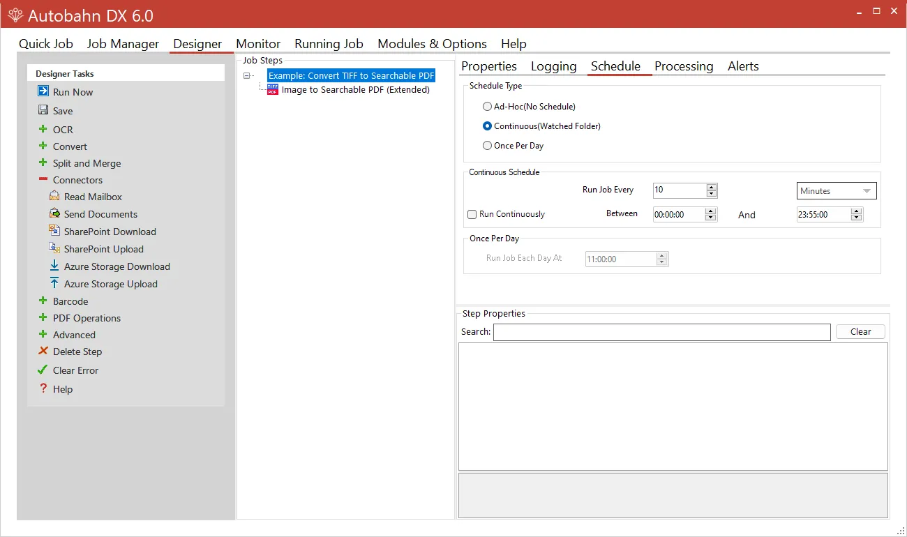Set up the Job Schedule
