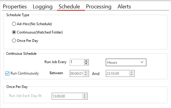 Set up the Job Schedule