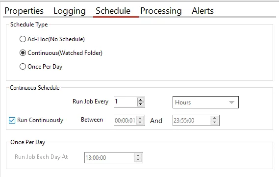 Set up the Job Schedule