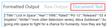 Document Text tab displaying the original text content that was extracted from the document and sent to the NLP service for entity extraction