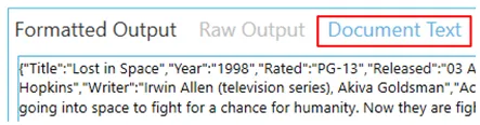 Document Text tab displaying the original text content that was extracted from the document and sent to the NLP service for entity extraction