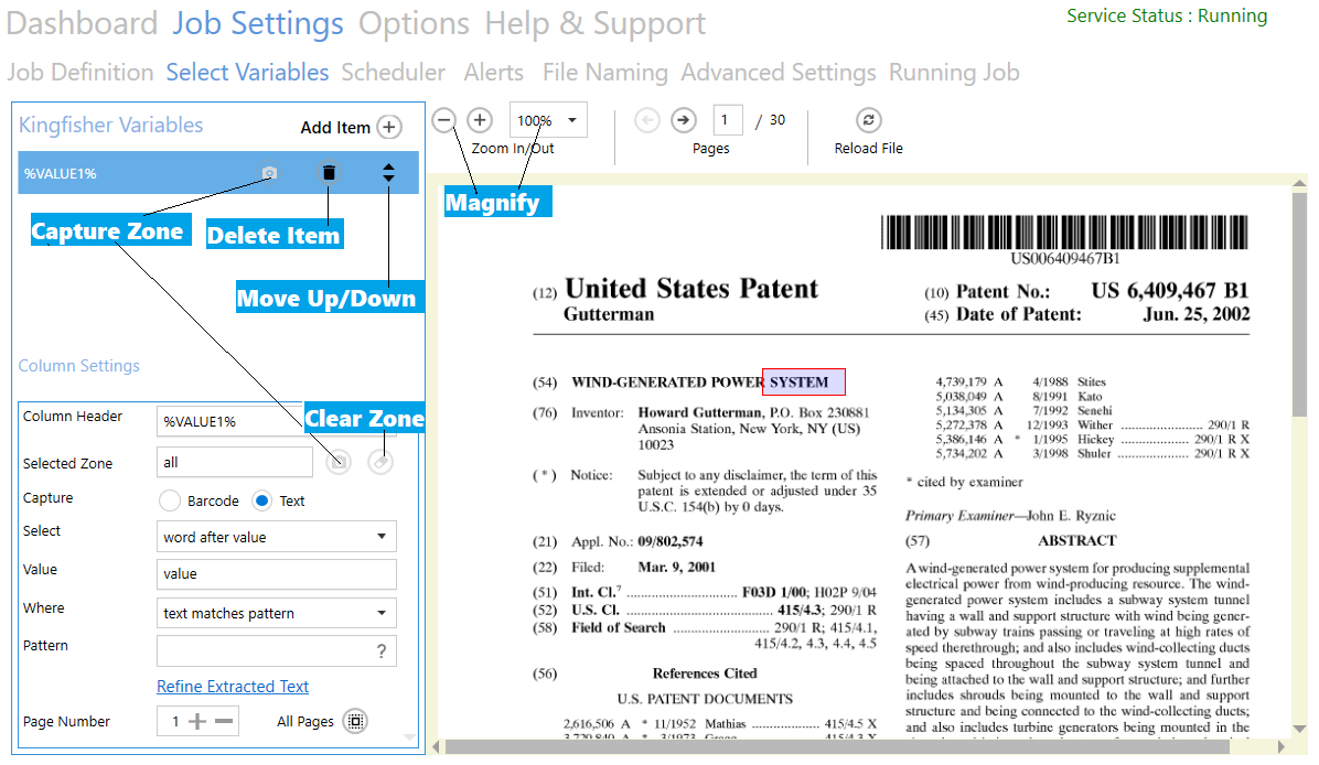 Selected Zone textbox