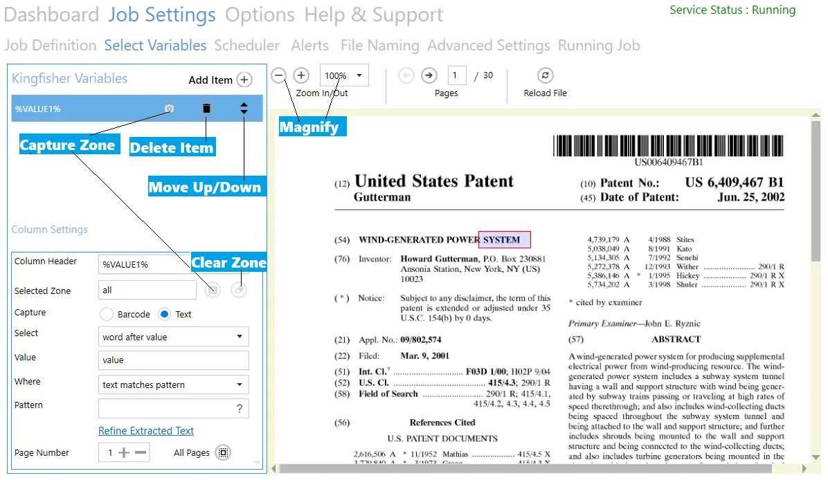 Selected Zone textbox