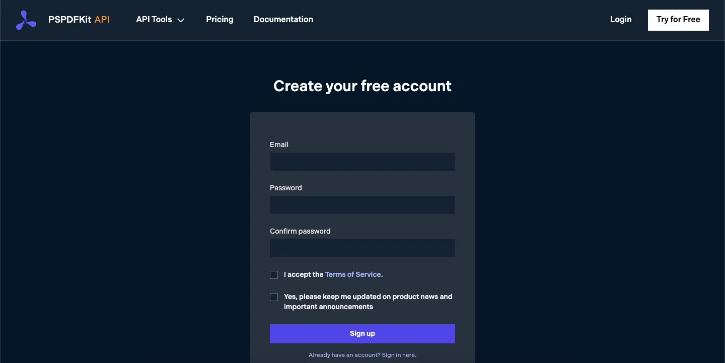 Free account Nutrient DWS Processor API