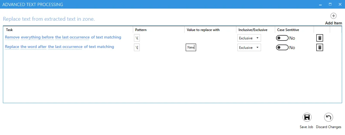 Advanced Text Processing Options