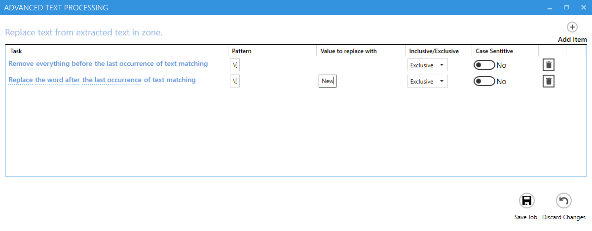Advanced Text Processing Options