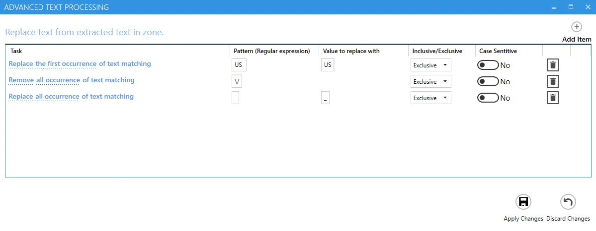 Replace Text From Extracted Text in Zone