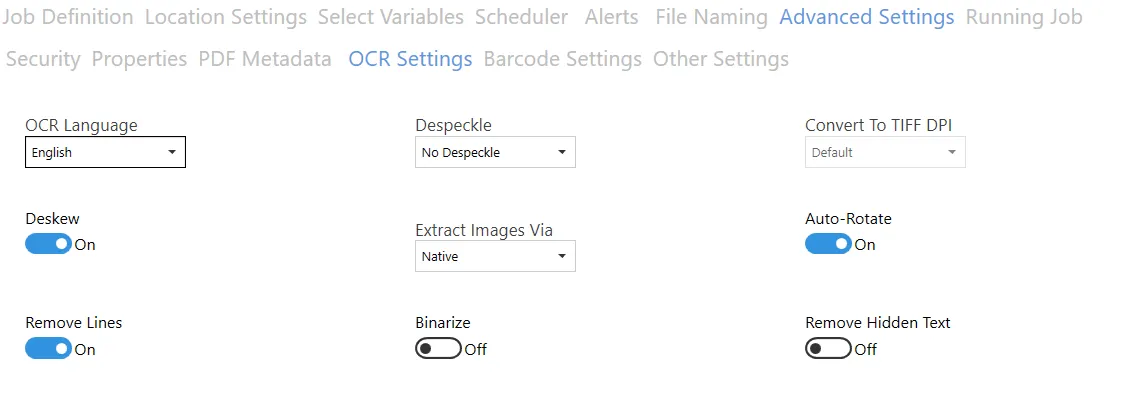 OCR Settings