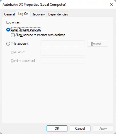 Configure DAS Properties on Local Computer