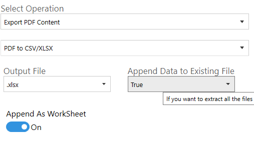 PDF to CSV/XLSX Operation