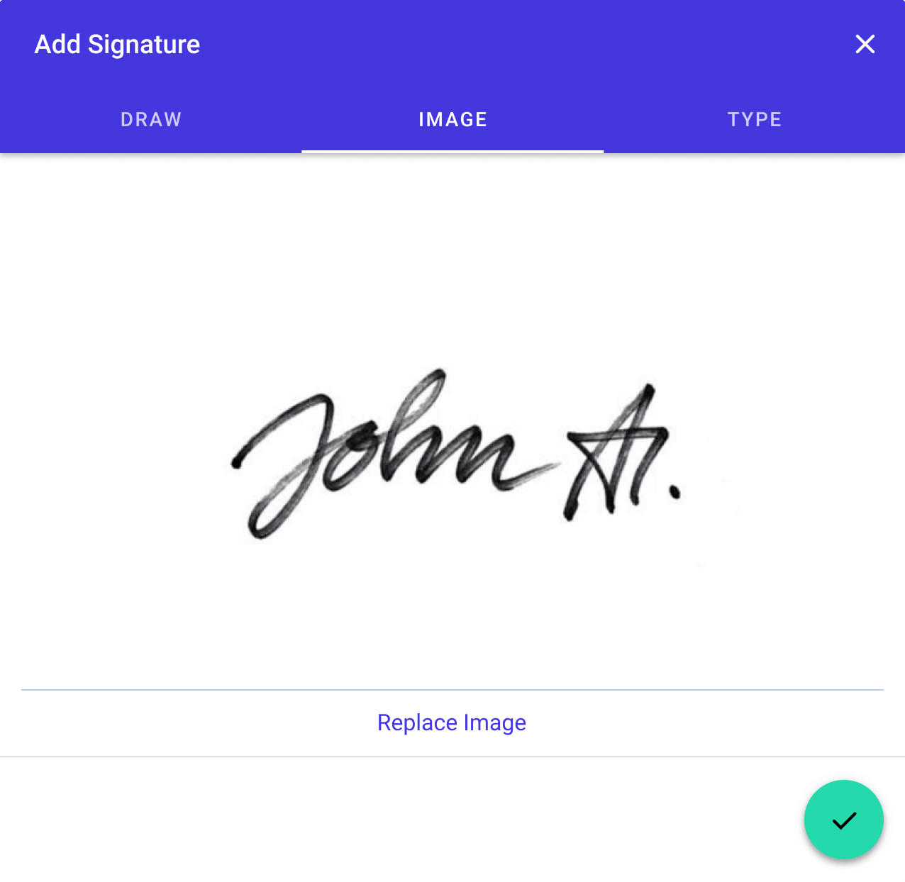 Image showing an eSignature taken from an image