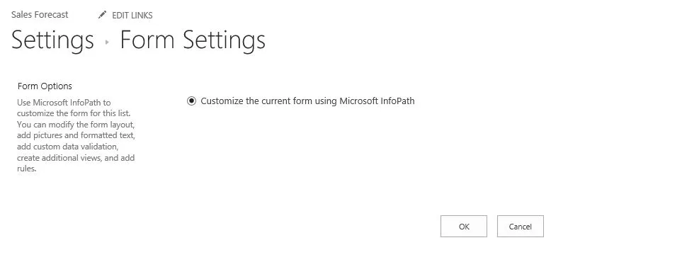 form options