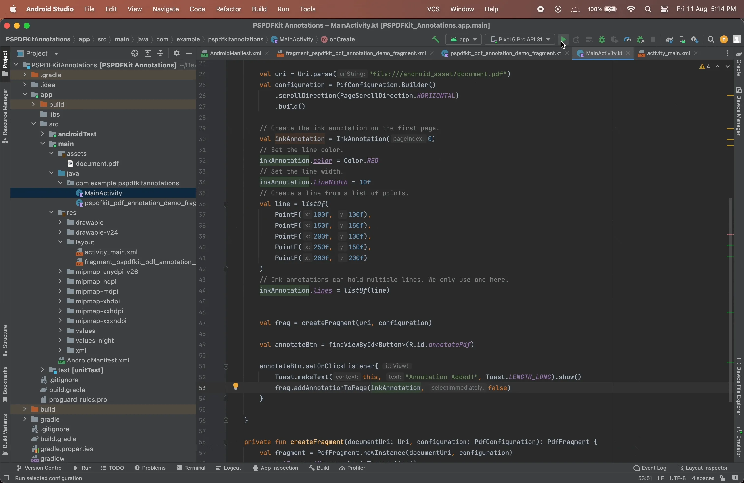 GIF showing the ink annotation in action