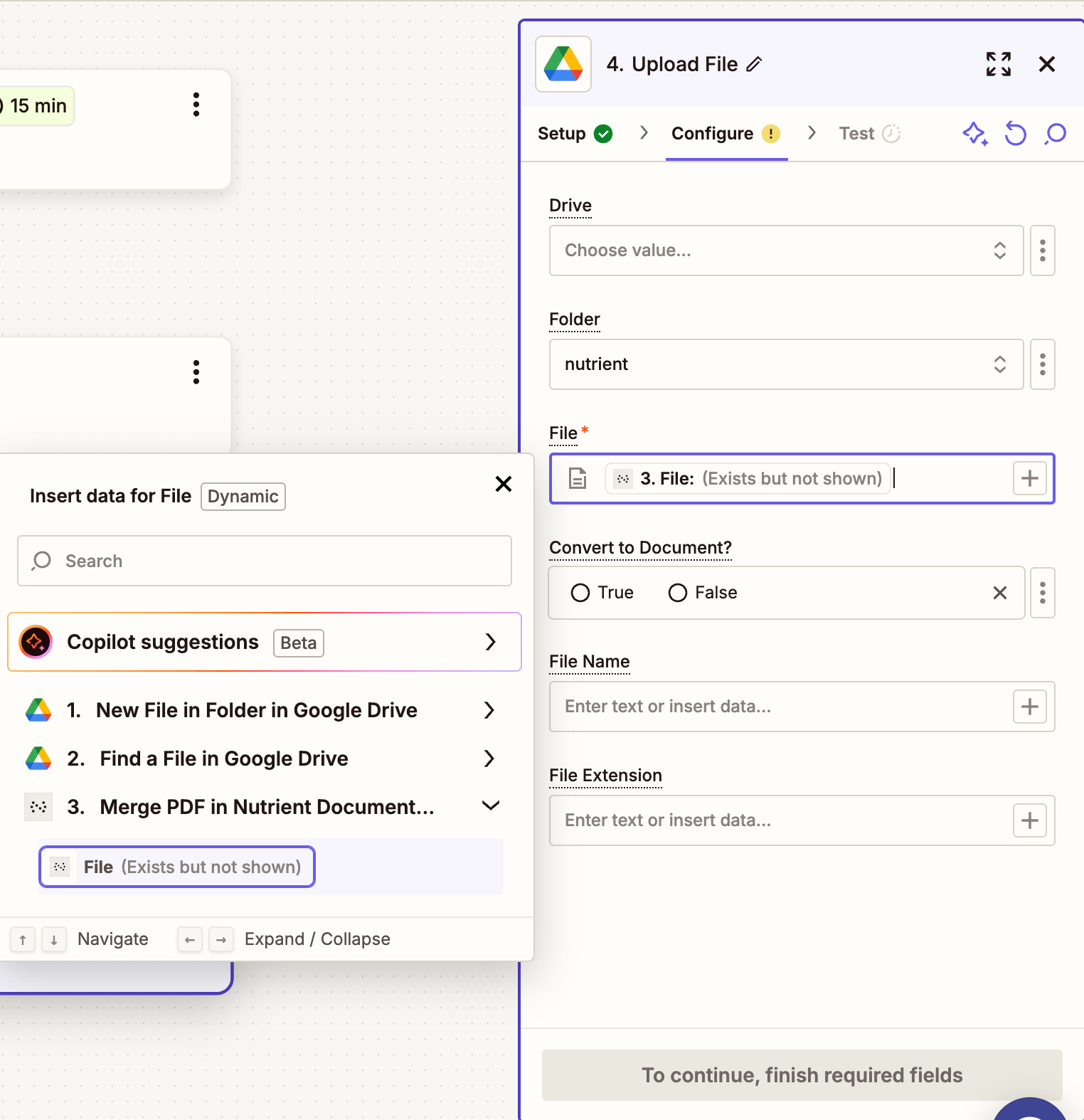Mapped merged PDF file for upload to Drive