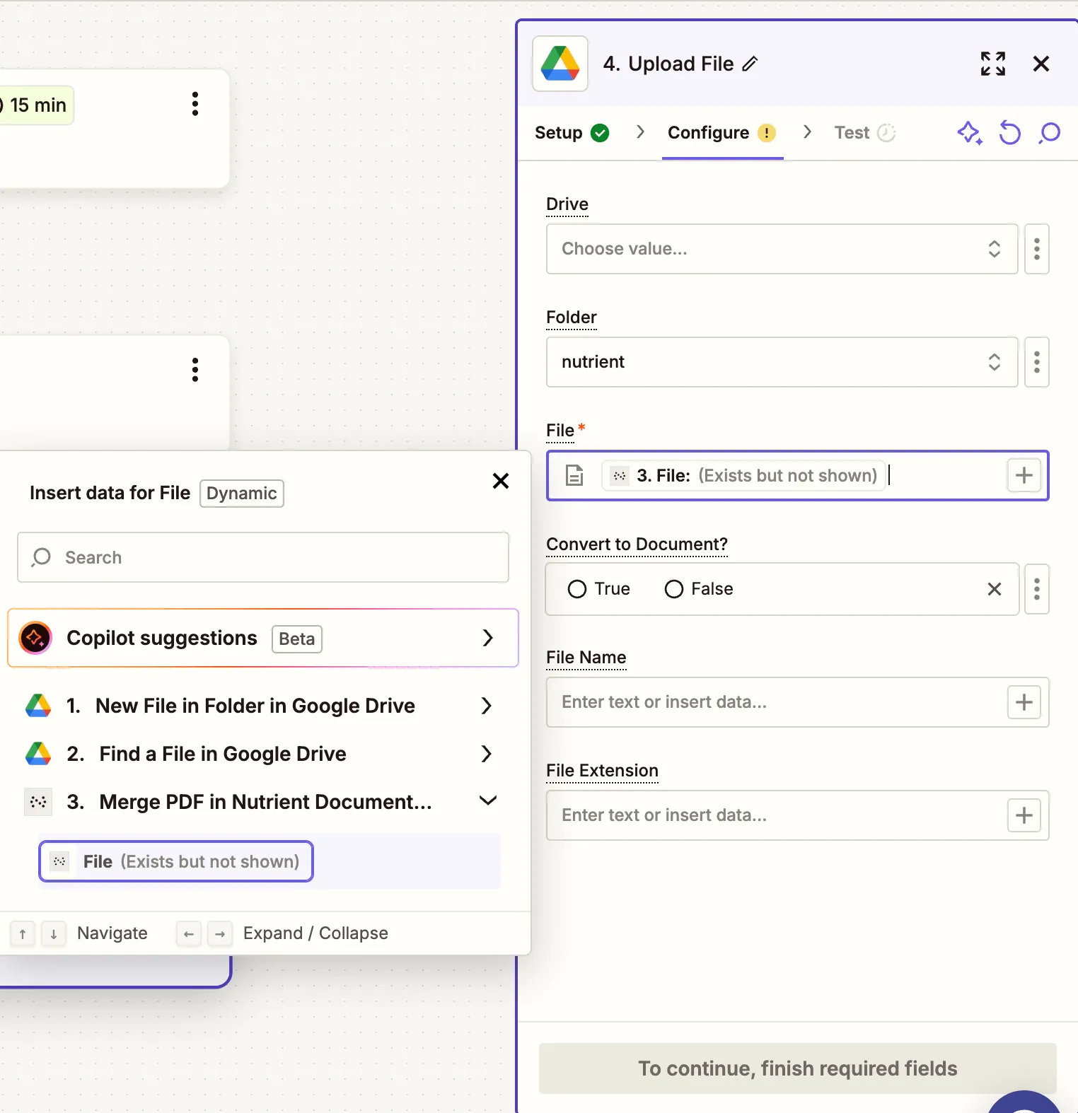 Mapped merged PDF file for upload to Drive