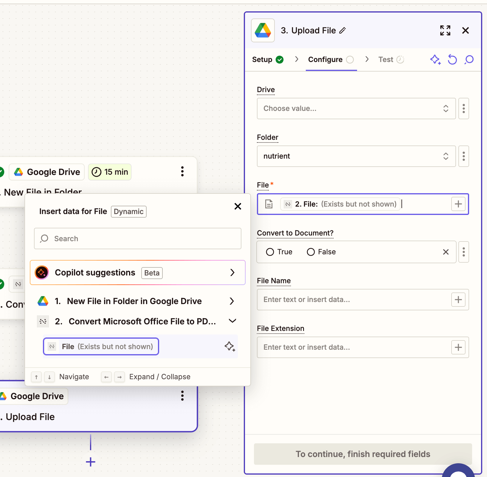 Map the converted PDF file from the previous step