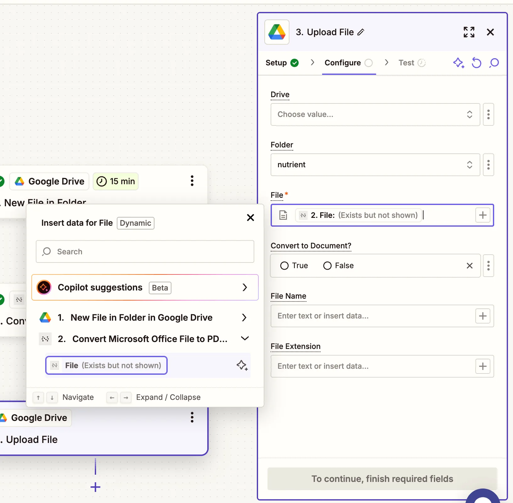 Map the converted PDF file from the previous step