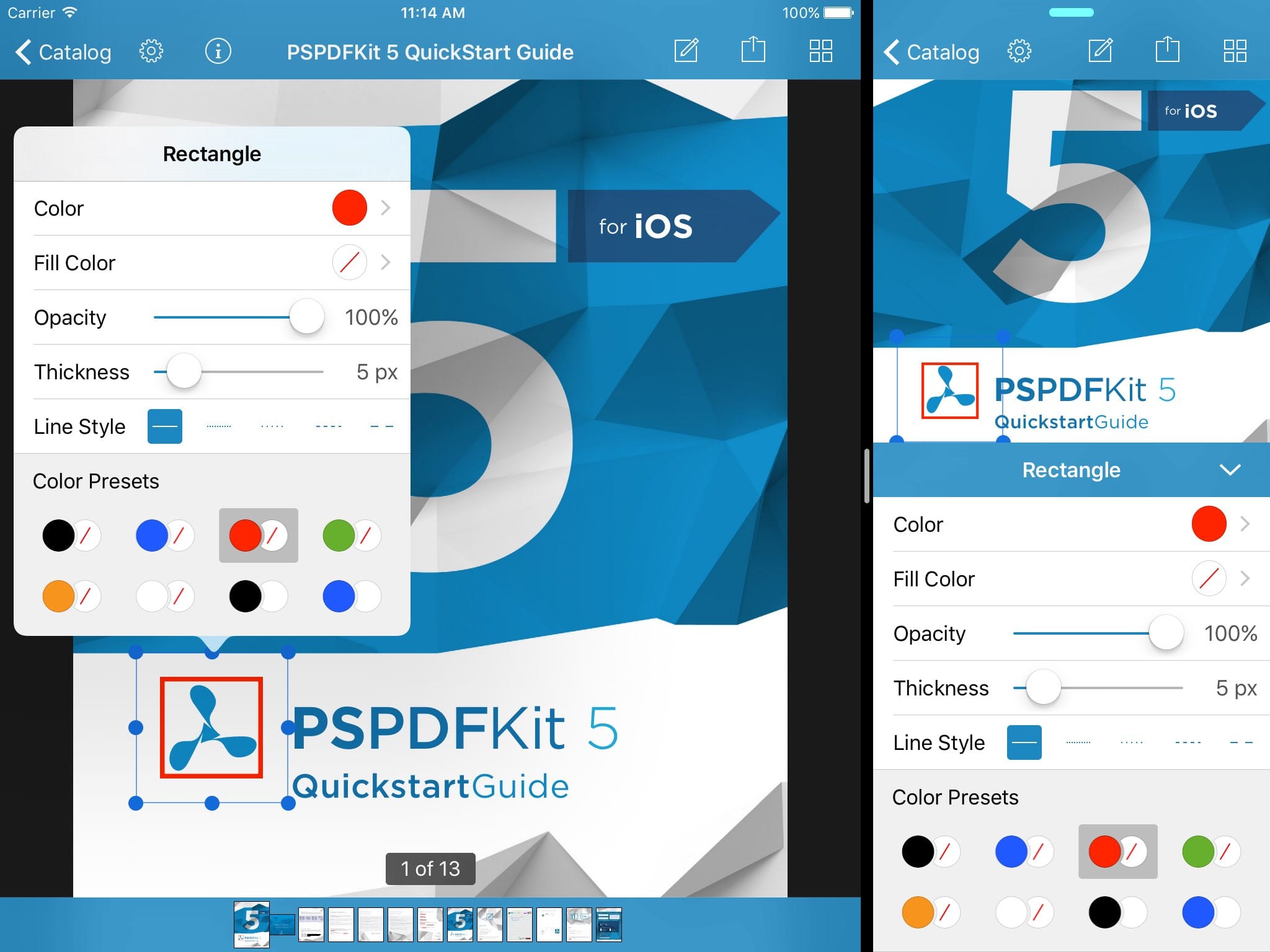 screen shots of annotation inspector in regular and compact widths