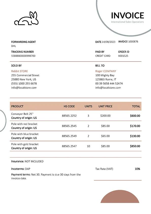 An example invoice