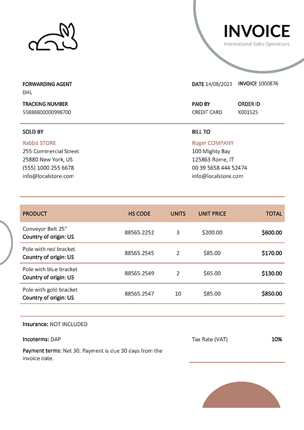 An example invoice