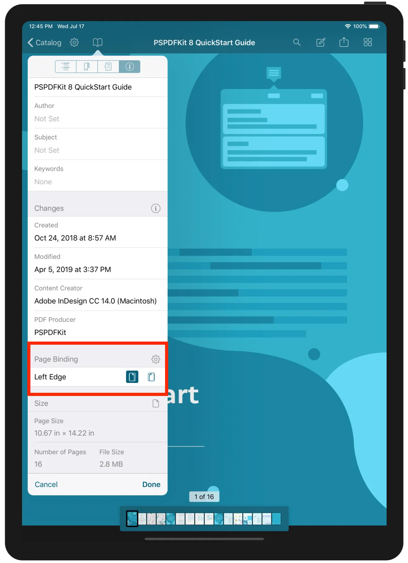 Editing the page binding