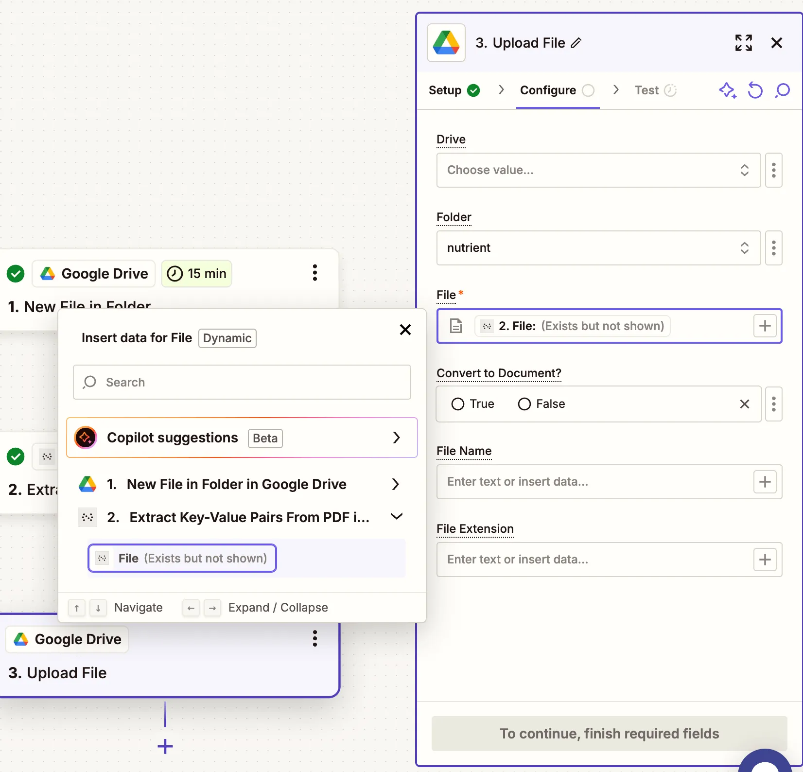 Choose output location and map the JSON file
