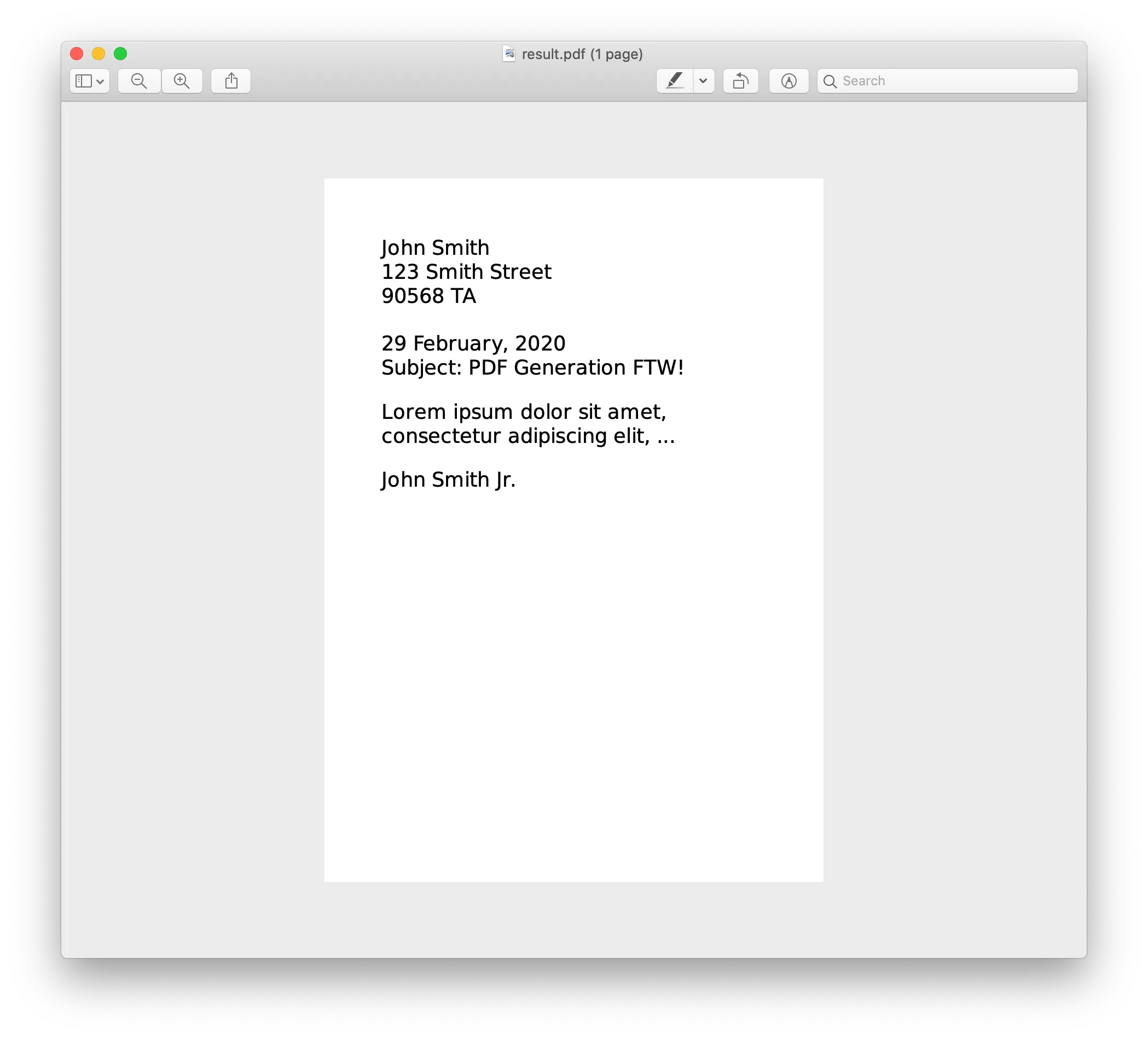 A letter with layout options example