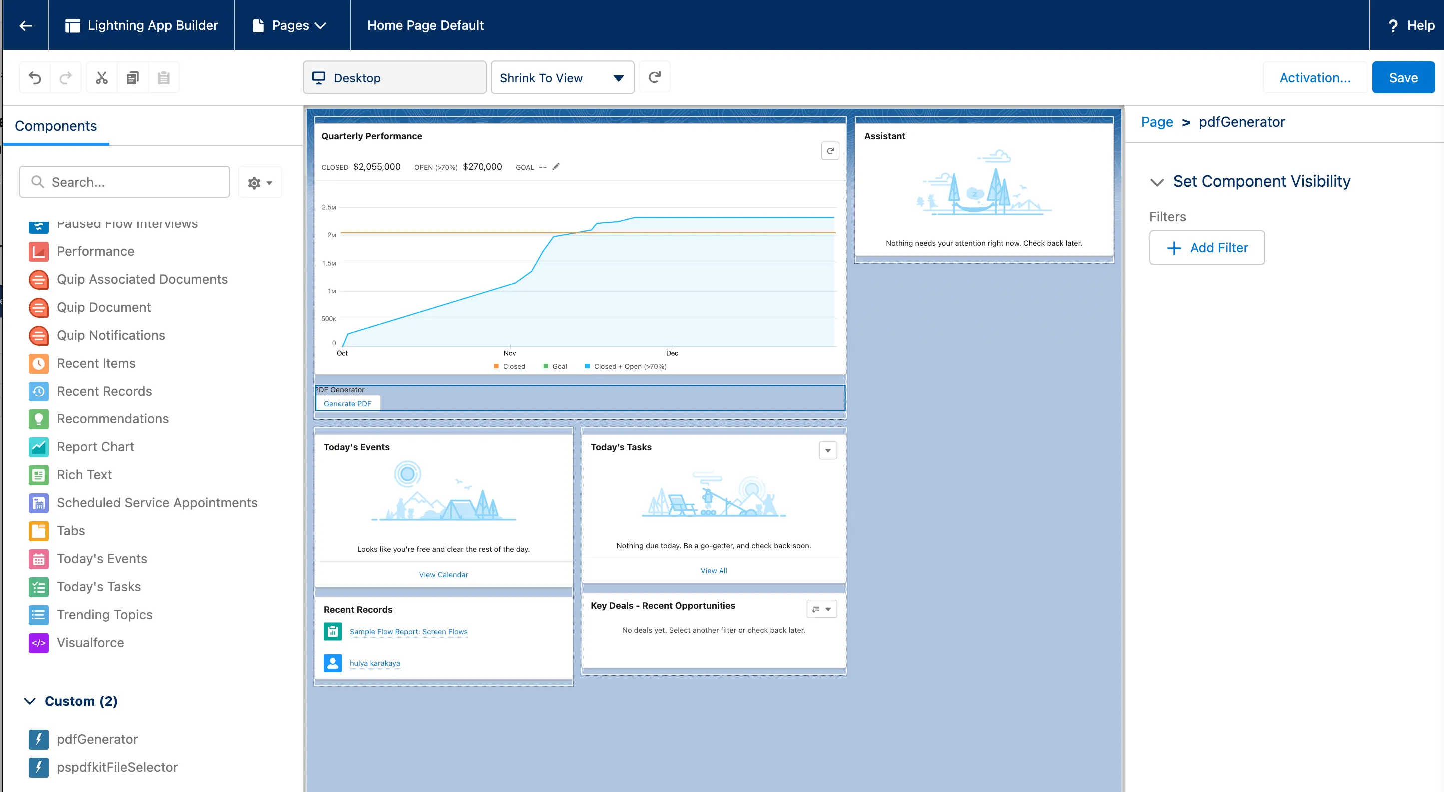 adding component to lightning page