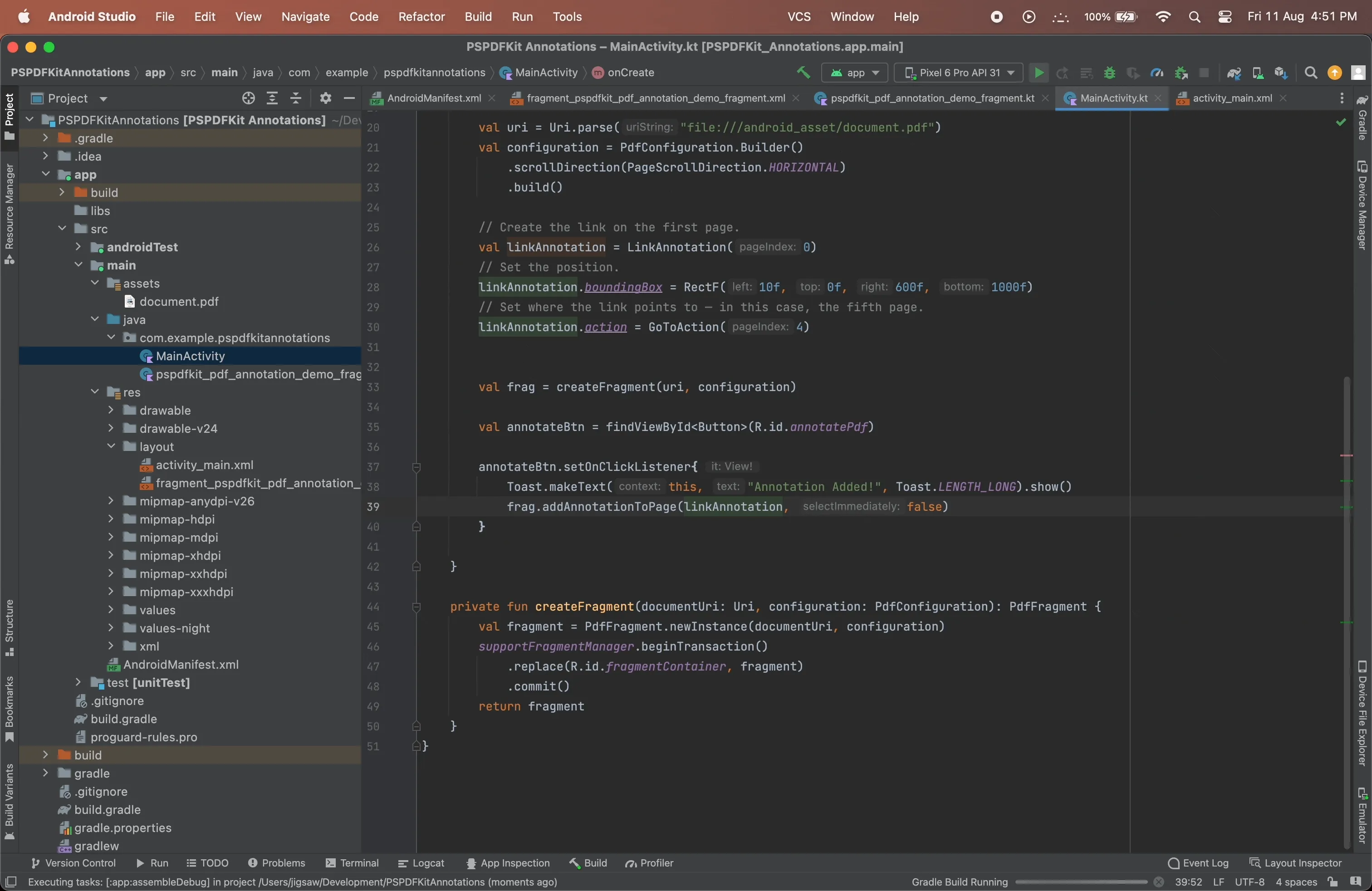 GIF showing the link annotation in action