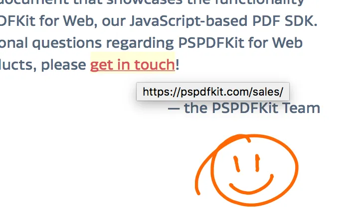 Screenshot of a PDF page with a link annotation
