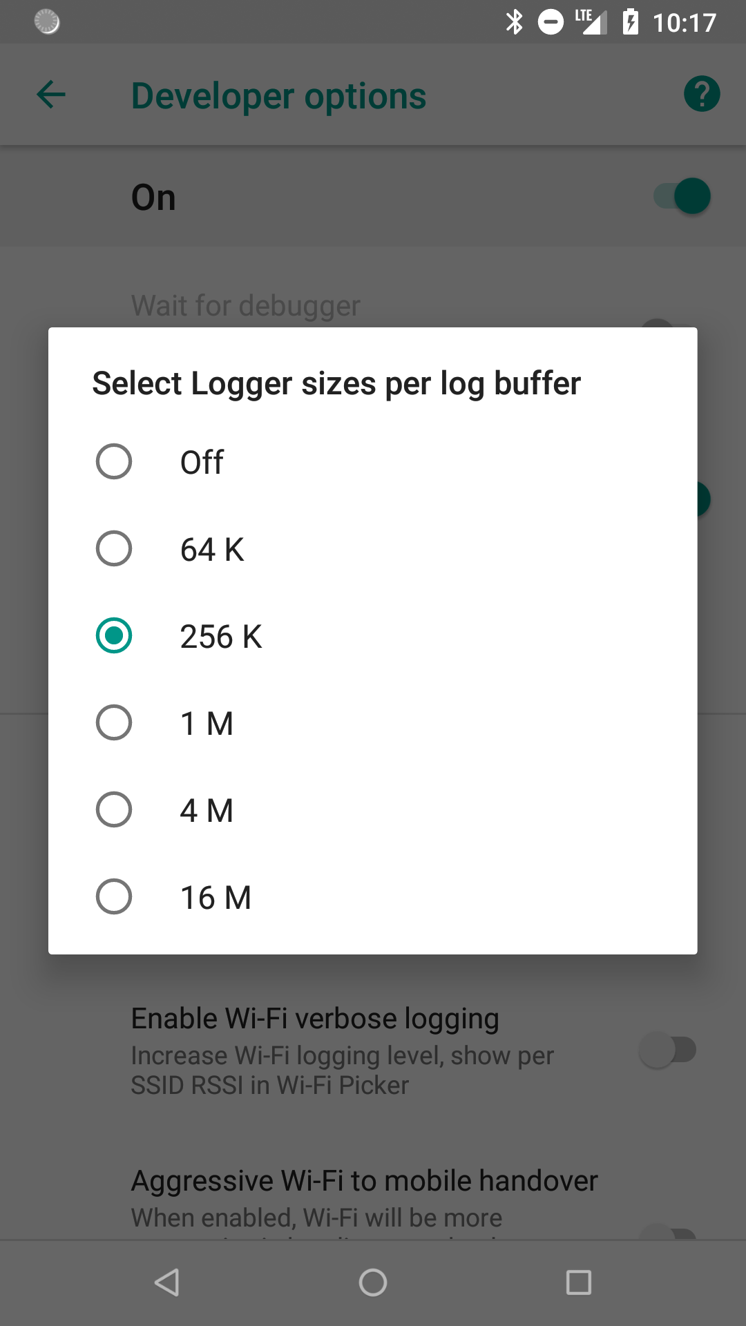 logger buffer size display options