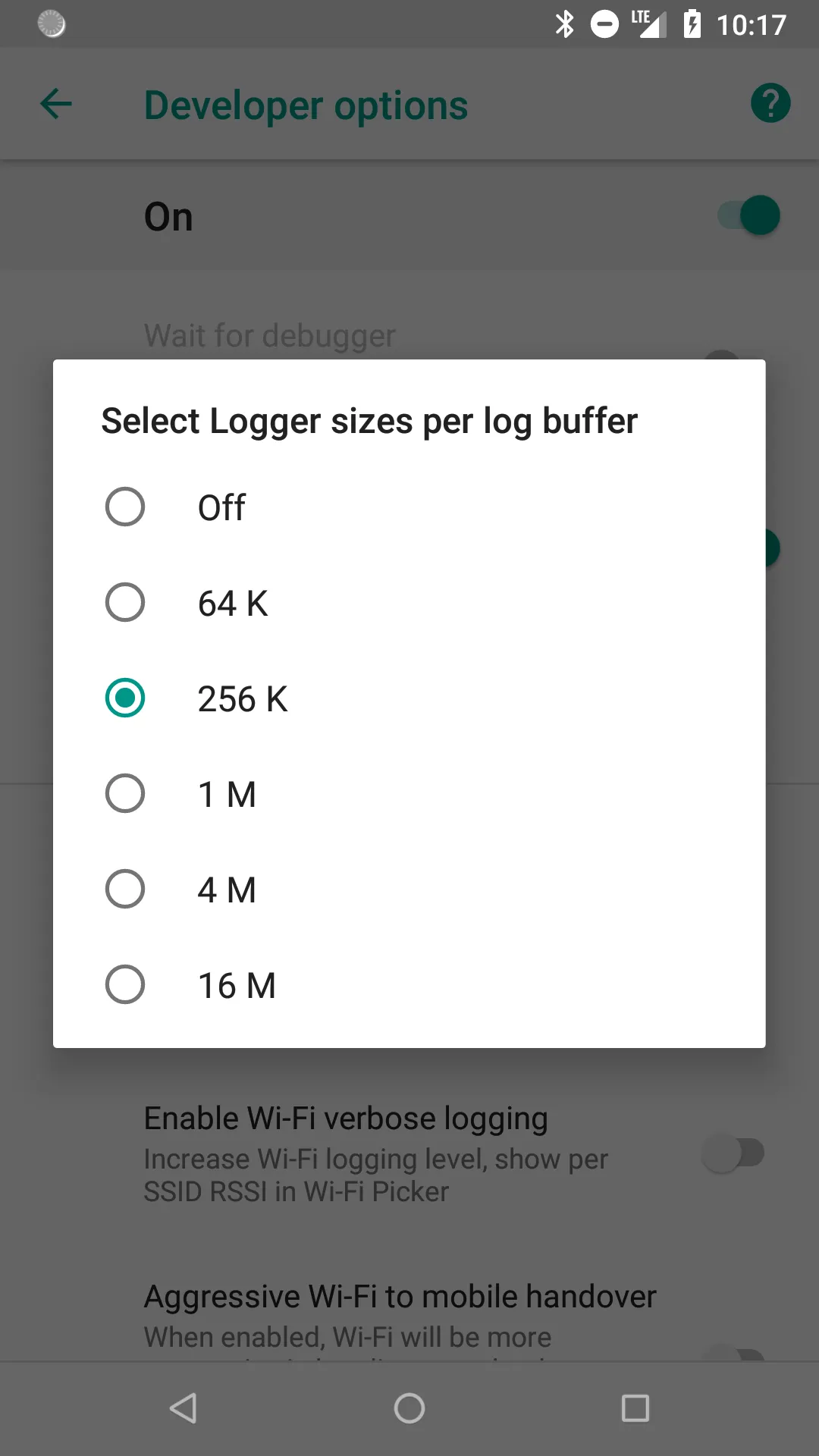 logger buffer size display options