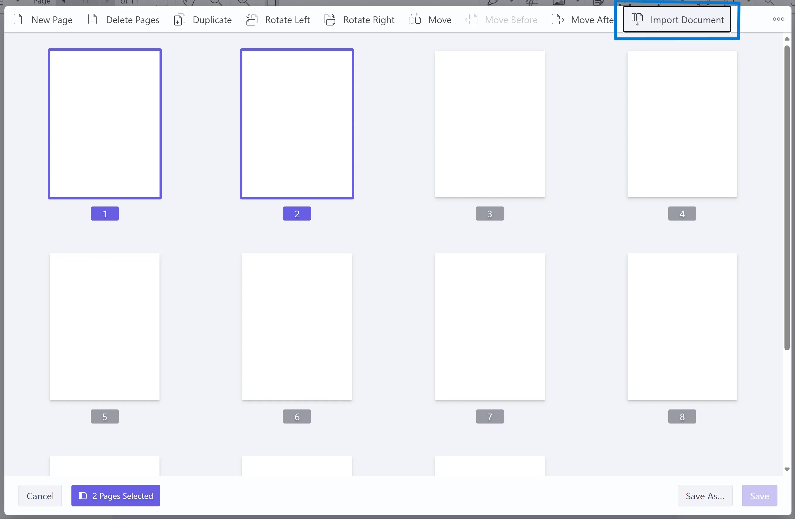 Import Document button