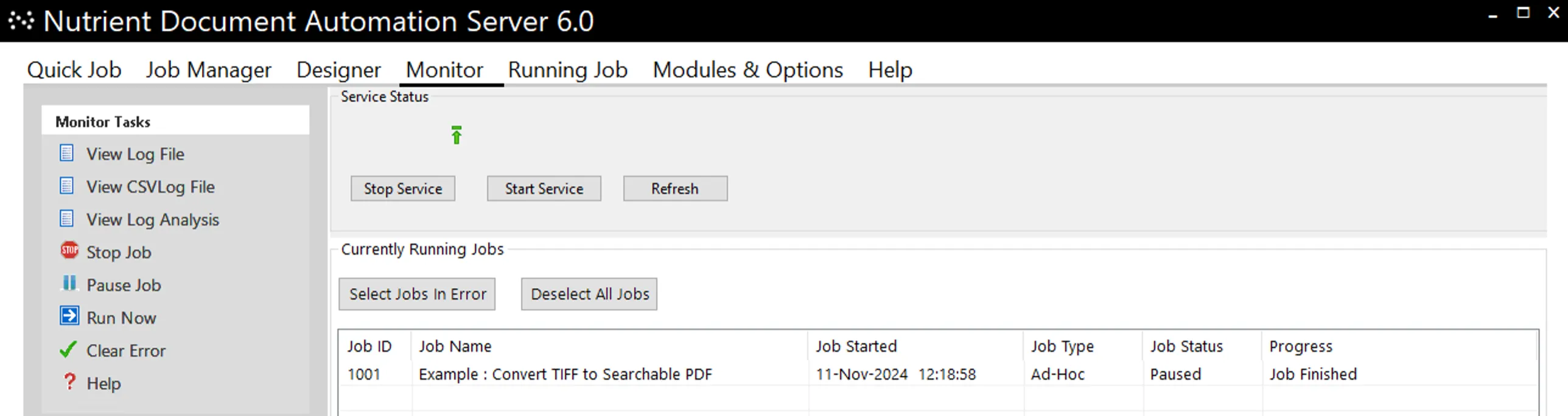 Monitor currently running jobs