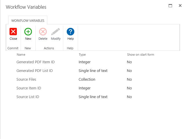 add workflow variables