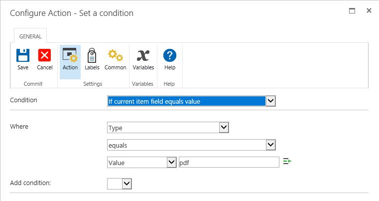 set condition in workflow